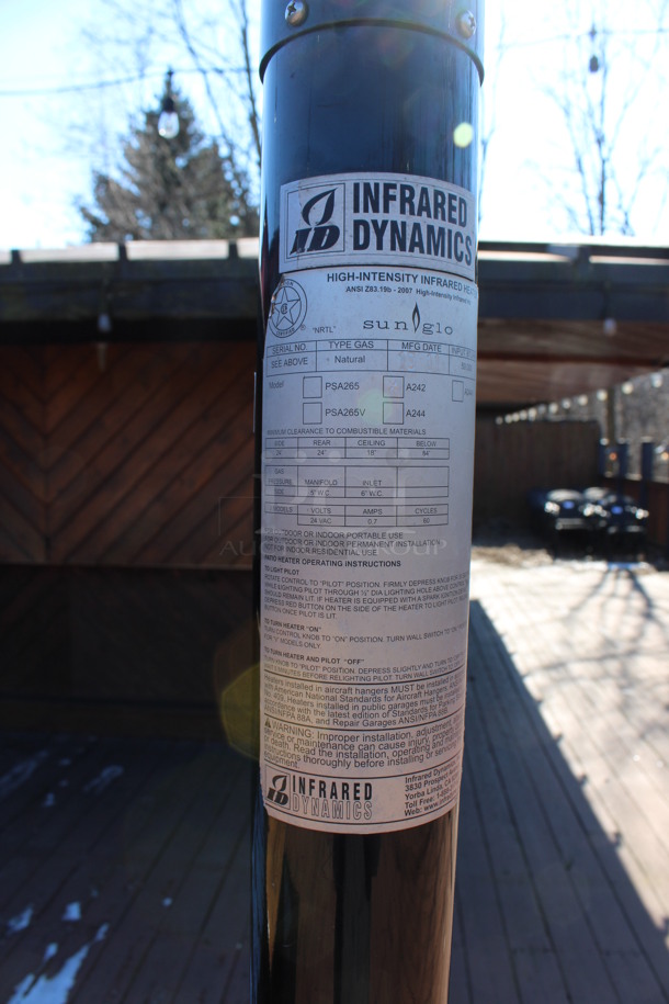 2011 Sunglo Model A242 Metal Commercial Natural Gas Powered Patio Heater. BUYER MUST REMOVE. 32x32x95. (patio) - Image 4 of 5