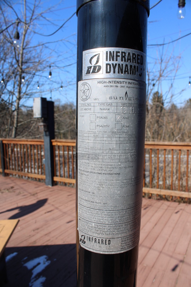 2011 Sunglo Model A242 Metal Commercial Natural Gas Powered Patio Heater. BUYER MUST REMOVE. 32x32x95. (patio) - Image 5 of 5