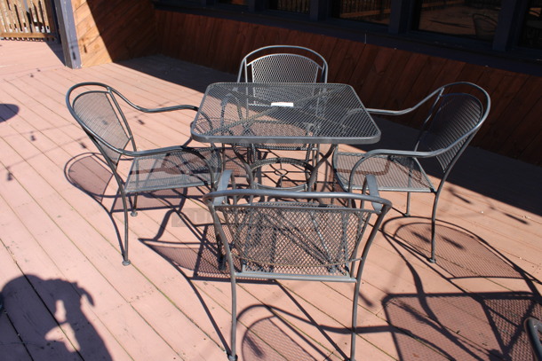 ALL ONE MONEY! Set of Black Mesh Patio Table and 4 Black Mesh Patio Chairs. 30x30x29, 23x22x34. (patio) - Image 2 of 4