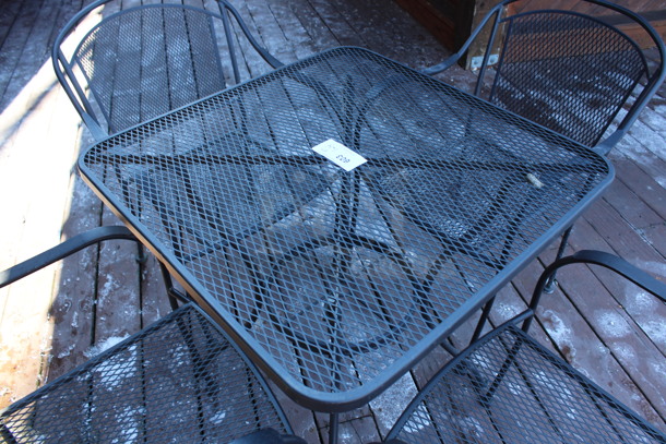 ALL ONE MONEY! Set of Black Mesh Patio Table and 4 Black Mesh Patio Chairs. 30x30x29, 23x22x34. (patio) - Image 2 of 5