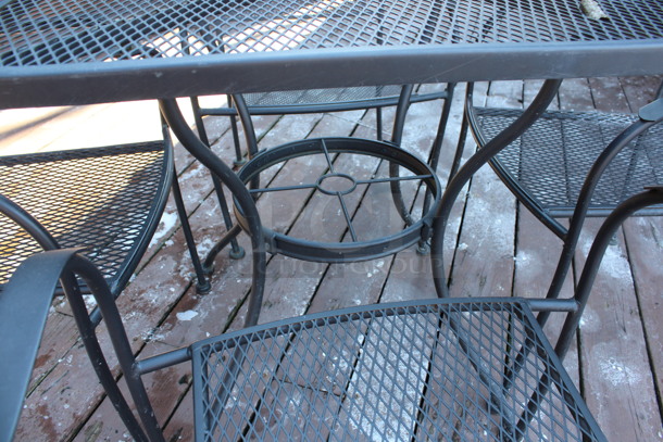 ALL ONE MONEY! Set of Black Mesh Patio Table and 4 Black Mesh Patio Chairs. 30x30x29, 23x22x34. (patio) - Image 3 of 5