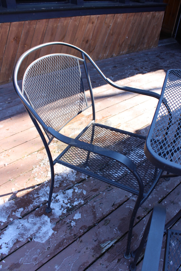 ALL ONE MONEY! Set of Black Mesh Patio Table and 4 Black Mesh Patio Chairs. 30x30x29, 23x22x34. (patio) - Image 4 of 5