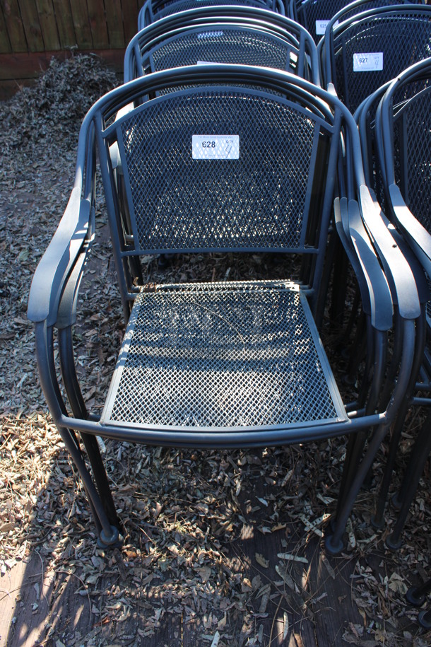3 Black Mesh Patio Chairs w/ Arm Rests. Stock Picture - Cosmetic Condition May Vary. 23x22x34. 3 Times Your Bid! (patio)