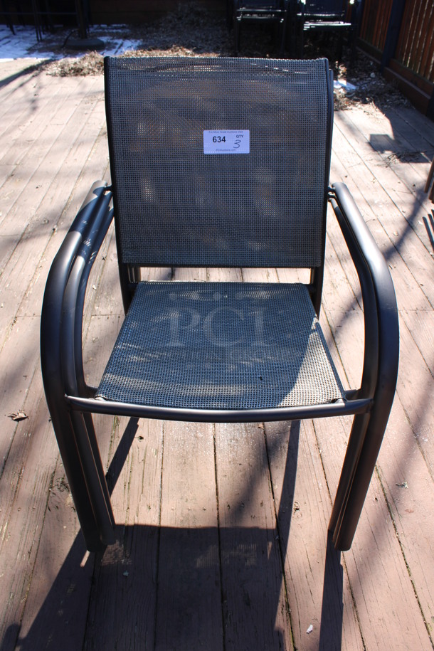 3 Tan Patio Chairs w/ Arm Rests. Stock Picture - Cosmetic Condition May Vary. 23x20x35. 3 Times Your Bid! (patio)