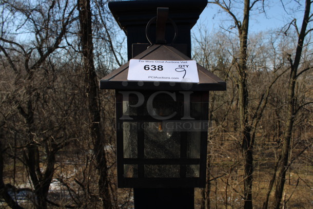 9 Metal Patio Lantern Lights. BUYER MUST REMOVE. 7x8x12. 9 Times Your Bid! (patio)