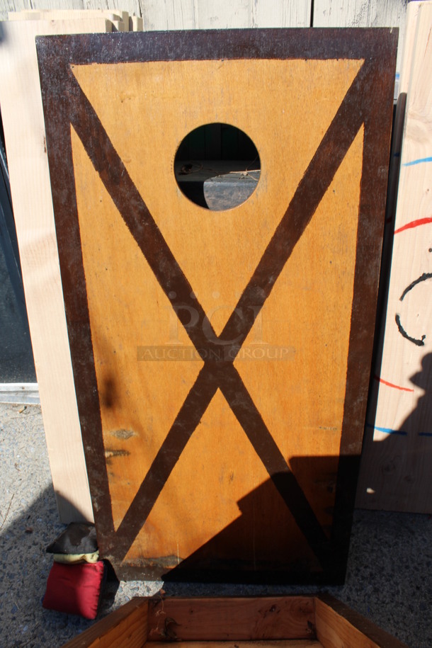 2 Brown Wooden Cornhole Boards w/ 4 Bean Bags. 24x48x4. 2 Times Your Bid! (outside behind kitchen) - Image 4 of 6