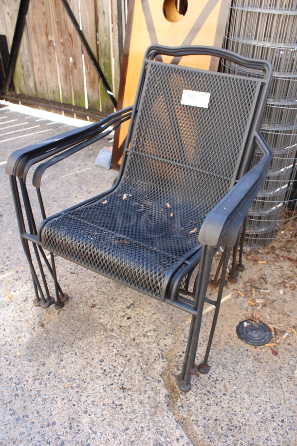 5 Black Mesh Patio Chairs w/ Arm Rests. 26x20x35. 5 Times Your Bid! (outside behind kitchen) - Image 2 of 4
