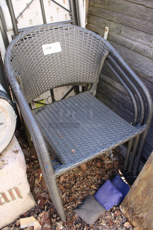 3 Wicker Style Chairs w/ Arm Rests. 22x19x32. 3 Times Your Bid! (outside behind kitchen) - Image 2 of 3