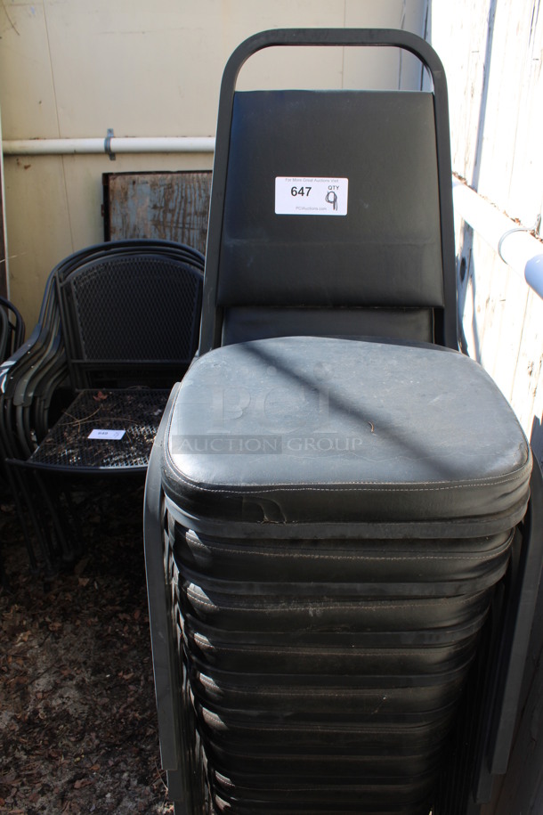 9 Black Stackable Banquet Chairs. 18x20x34. 9 Times Your Bid! (outside behind kitchen) - Image 2 of 6