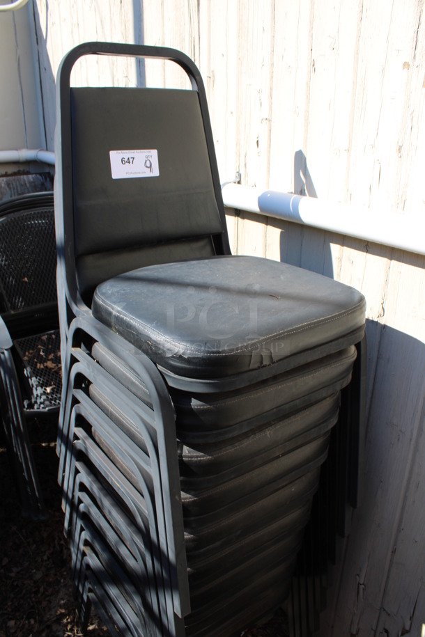 9 Black Stackable Banquet Chairs. 18x20x34. 9 Times Your Bid! (outside behind kitchen) - Image 3 of 6
