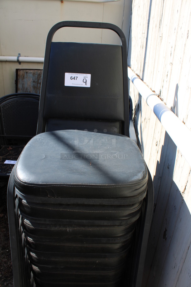 9 Black Stackable Banquet Chairs. 18x20x34. 9 Times Your Bid! (outside behind kitchen) - Image 4 of 6