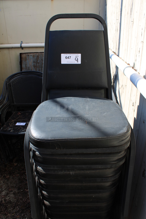 9 Black Stackable Banquet Chairs. 18x20x34. 9 Times Your Bid! (outside behind kitchen) - Image 5 of 6