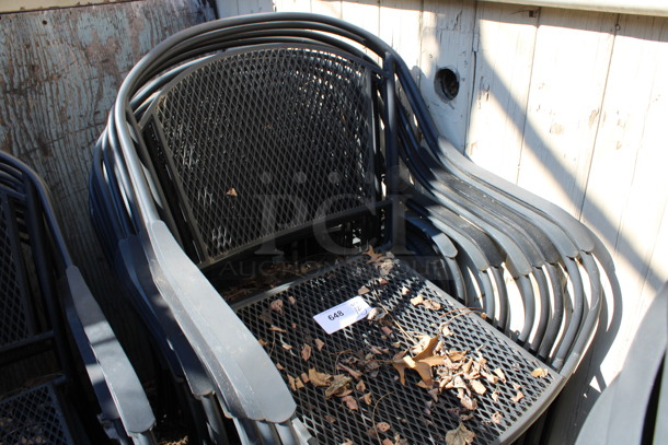 15 Black Mesh Patio Chairs w/ Arm Rests. 23x19x34. 15 Times Your Bid! (outside behind kitchen) - Image 2 of 4