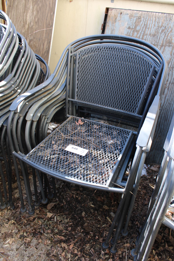 9 Black Mesh Patio Chairs w/ Arm Rests. 23x19x34. 9 Times Your Bid! (outside behind kitchen) - Image 2 of 4