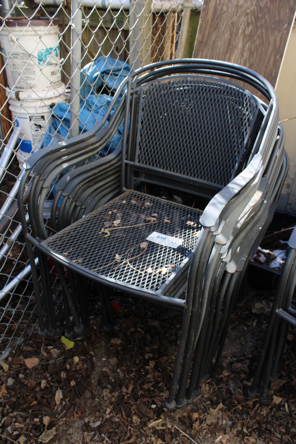 14 Black Mesh Patio Chairs w/ Arm Rests. 23x19x34. 14 Times Your Bid! (outside behind kitchen)