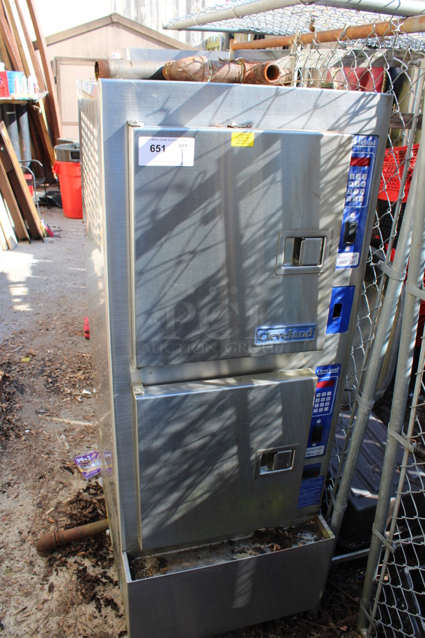 Cleveland Model 24OGA10 Stainless Steel Commercial Natural Gas Powered Double Deck Steam Cabinet. 135,000 BTU. 24x38x65. (outside behind kitchen) - Image 2 of 7