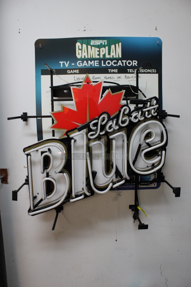 Wall Mount Labatt Blue Neon Sign. Does Not Power On. 25x8x26 (office closet) - Image 2 of 5