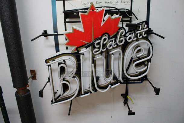 Wall Mount Labatt Blue Neon Sign. Does Not Power On. 25x8x26 (office closet) - Image 5 of 5