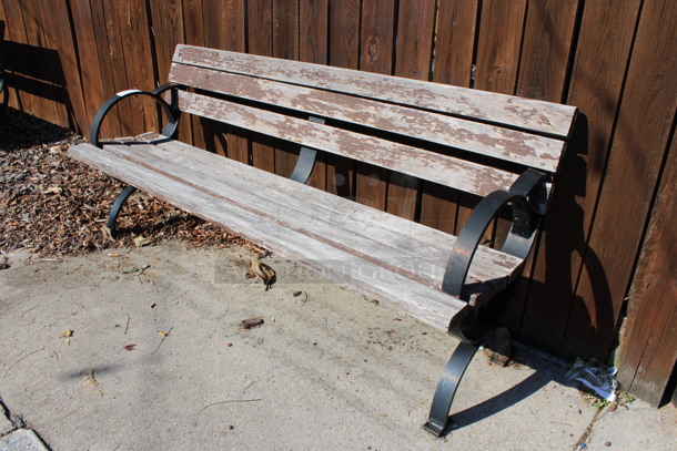 2 Wooden and Metal Benches. 70x23x32. 2 Times Your Bid! (backyard)
