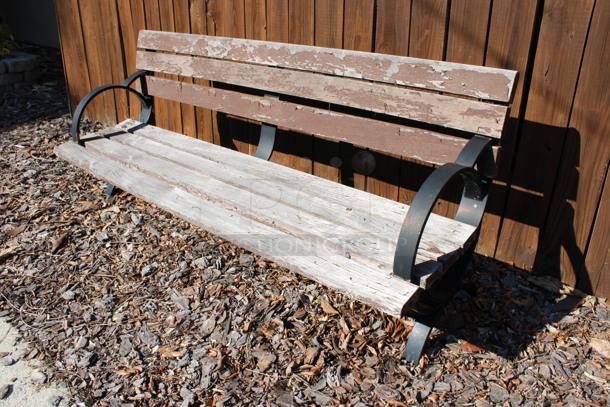 2 Wooden and Metal Benches. 70x23x32. 2 Times Your Bid! (backyard) - Image 3 of 4