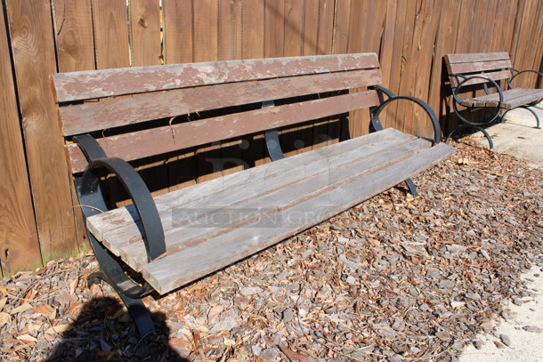 2 Wooden and Metal Benches. 70x23x32. 2 Times Your Bid! (backyard) - Image 4 of 4