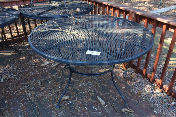 5 Black Mesh Round Patio Tables. 48x48x29. 5 Times Your Bid! (backyard)