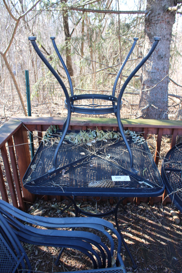 2 Black Mesh Patio Tables. 30x30x29. 2 Times Your Bid! (backyard)