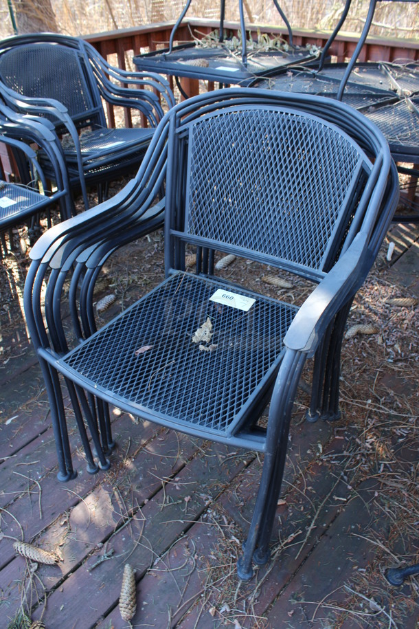 7 Black Mesh Patio Chairs w/ Arm Rests. 23x20x33. 7 Times Your Bid! (backyard) - Image 3 of 4