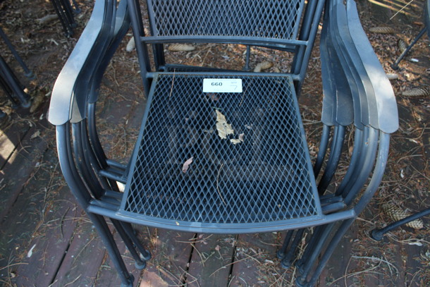 7 Black Mesh Patio Chairs w/ Arm Rests. 23x20x33. 7 Times Your Bid! (backyard) - Image 4 of 4