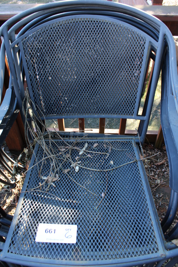 6 Black Mesh Patio Chairs w/ Arm Rests. 23x20x33. 6 Times Your Bid! (backyard) - Image 3 of 3