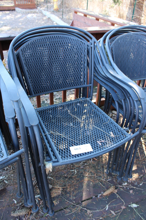 6 Black Mesh Patio Chairs w/ Arm Rests. 23x20x33. 6 Times Your Bid! (backyard) - Image 2 of 3