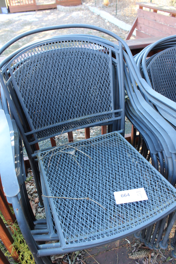 9 Black Mesh Patio Chairs w/ Arm Rests. 23x20x33. 9 Times Your Bid! (backyard) - Image 3 of 4