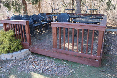 Wooden Deck. BUYER MUST REMOVE. 145x145x42. (backyard)