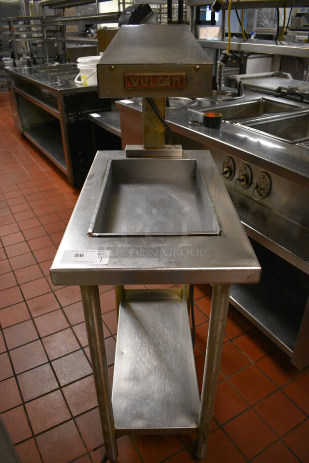 Vulcan Stainless Steel Commercial Electric Powered Dumping Station w/ Warming Strip and Under Shelf. 17x30x51. Unit Was In Working Condition When Restaurant Closed.  (kitchen)