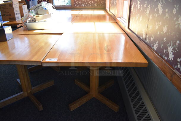 5 Wooden Tables on Table Base. 36x36x30. 5 Times Your Bid! (back dining room)