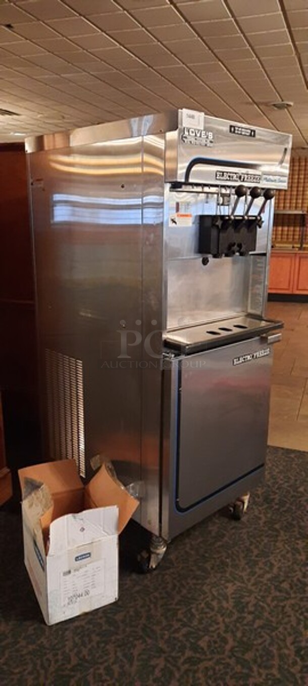 Electro Freeze Model 4000EP-232 Stainless Steel Commercial Air Cooled 2 Flavor w/ Twist Soft Serve Ice Cream Machine w/ Spare Parts on Commercial Casters. 208-230 volts, 3 Phase. 26x39x68.5 (buffet) - Image 2 of 12