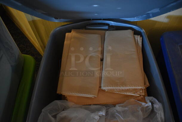 ALL ONE MONEY! Lot of Gray Poly Bin of Tablecloths! Includes 54x54. (main dining room) - Image 2 of 6
