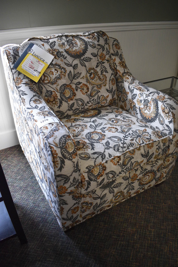 BRAND NEW! Lancer Paisley Patterned Chair w/ Arm Rests. 32x36x36. (garden center) - Image 2 of 5