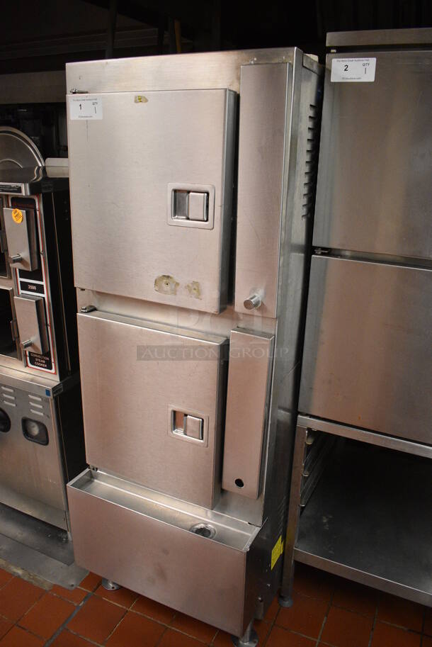 Cleveland Model 24CEA10 Stainless Steel Commercial Floor Style Electric Powered Double Deck Steam Cabinet. 208 Volts, 3 Phase. 24x38x67. Unit Was In Working Condition When Restaurant Closed. (kitchen) - Image 3 of 5