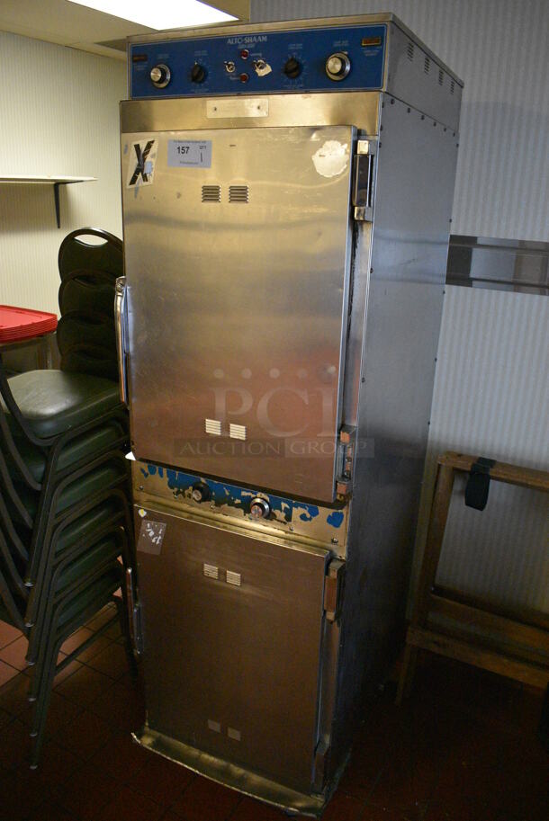Alto Shaam Model 1000-TH/I Stainless Steel Commercial 2 Half Size Door Cook N Hold Cabinet on Commercial Casters. 208-240 Volts. 22x30x77. Unit Was In Working Condition When Restaurant Closed. (kitchen hallway) - Image 2 of 8