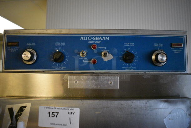 Alto Shaam Model 1000-TH/I Stainless Steel Commercial 2 Half Size Door Cook N Hold Cabinet on Commercial Casters. 208-240 Volts. 22x30x77. Unit Was In Working Condition When Restaurant Closed. (kitchen hallway) - Image 4 of 8