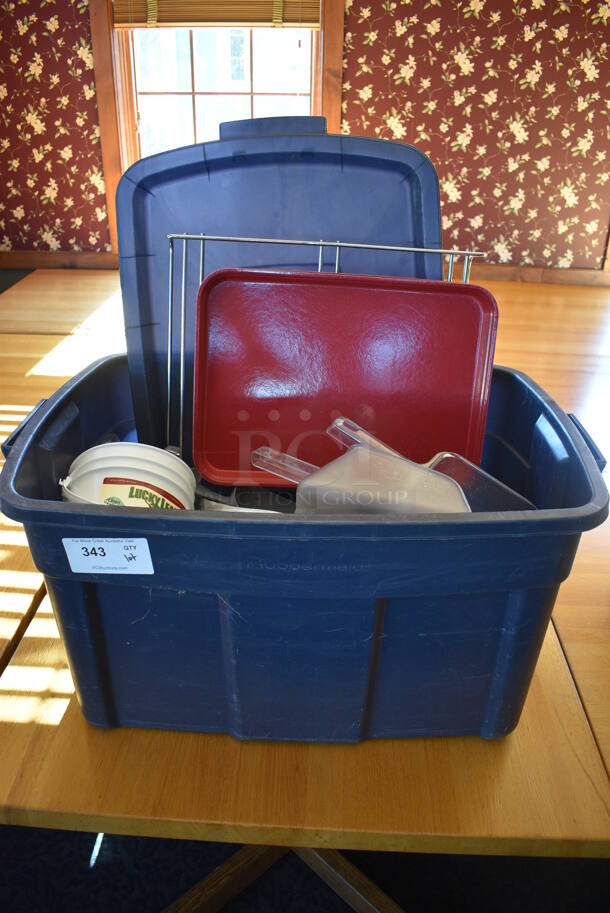 ALL ONE MONEY! Lot of Various Items Including Poly and Metal Ice Scoopers and Blue Poly Bin! (back dining room)