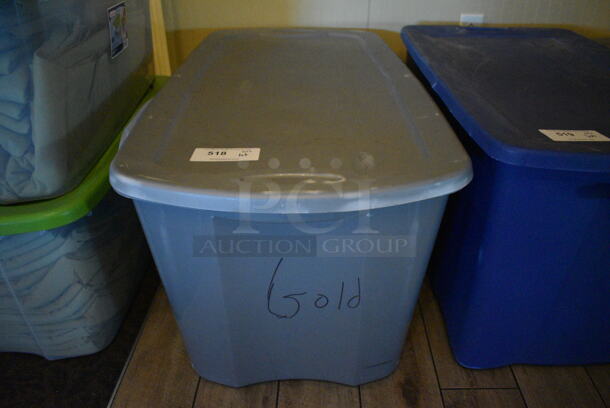 ALL ONE MONEY! Lot of Gray Poly Bin of Tablecloths! Includes 54x54. (main dining room) - Image 6 of 6