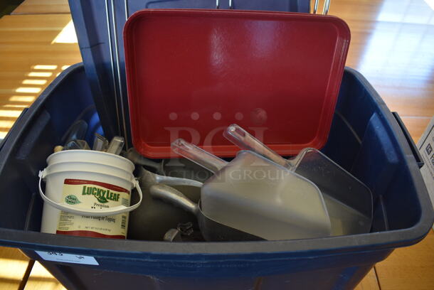 ALL ONE MONEY! Lot of Various Items Including Poly and Metal Ice Scoopers and Blue Poly Bin! (back dining room) - Image 2 of 4