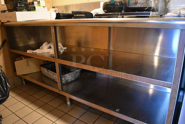Stainless Steel Commercial Table w/ Under Shelves. Does Not Come w/ Contents. BUYER MUST REMOVE. 80x31x43. (employee breakroom) - Image 2 of 4