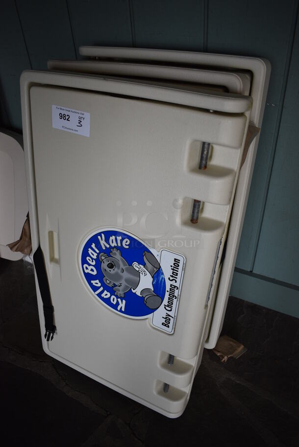 3 Koala Kare Tan Poly Wall Mount Diaper Changing Stations. 35x20x4. 3 Times Your Bid! (lounge) - Image 2 of 5