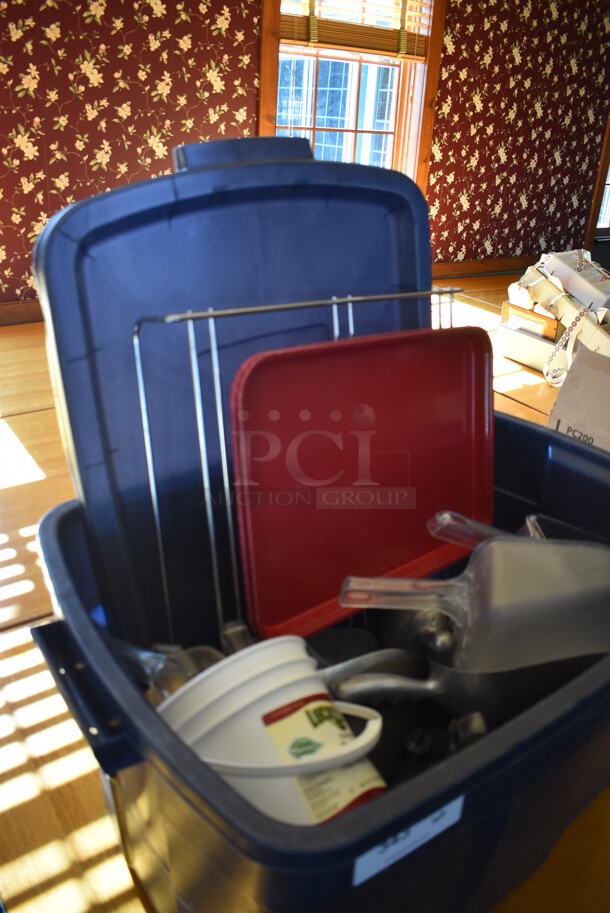 ALL ONE MONEY! Lot of Various Items Including Poly and Metal Ice Scoopers and Blue Poly Bin! (back dining room) - Image 3 of 4