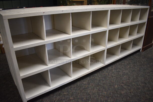 2 White Wooden 21 Cubby Cabinets. 93x16.5x36. 2 Times Your Bid! (garden center) - Image 2 of 4