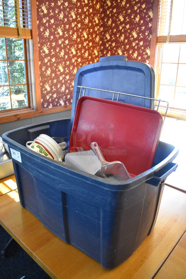ALL ONE MONEY! Lot of Various Items Including Poly and Metal Ice Scoopers and Blue Poly Bin! (back dining room) - Image 4 of 4