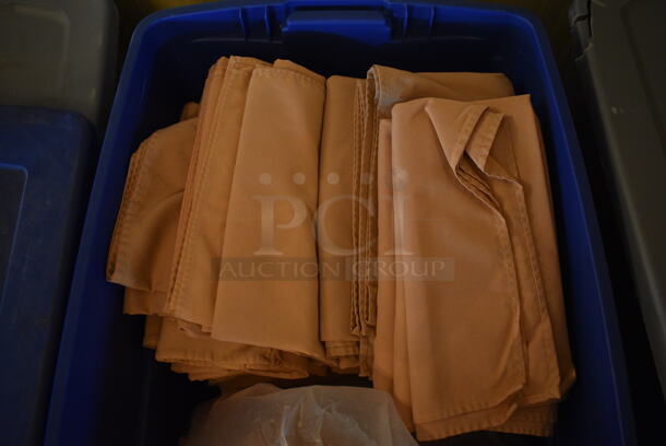 ALL ONE MONEY! Lot of Blue Poly Bin of Tablecloths! Includes 54x54. (main dining room) - Image 2 of 6